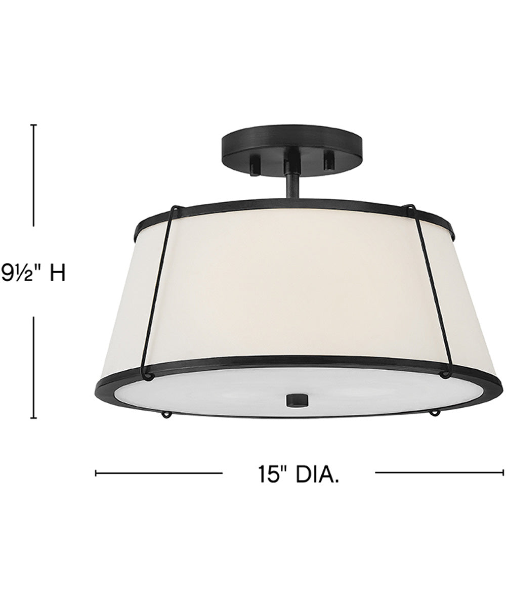 Clarke 2-Light Medium Semi-Flush Mount in Black