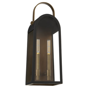 Rossi 2-light Wall Mount Light Fixture Matte Black w/ Aged Copper