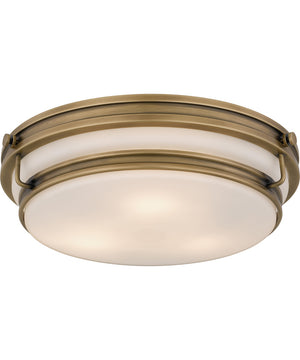 Quoizel Flush Mount Medium 3-light Flush Mount Weathered Brass