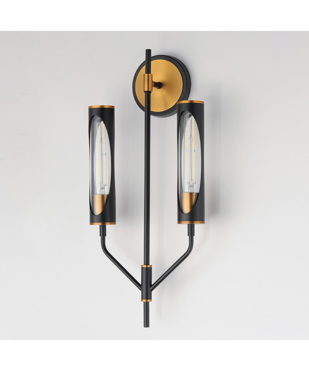 Regent 2-Light Wall Sconce Black / Antique Brass