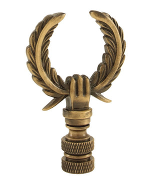 Precious Antiqued Wreath Lamp Finial Antiqued Brass 2.5"h