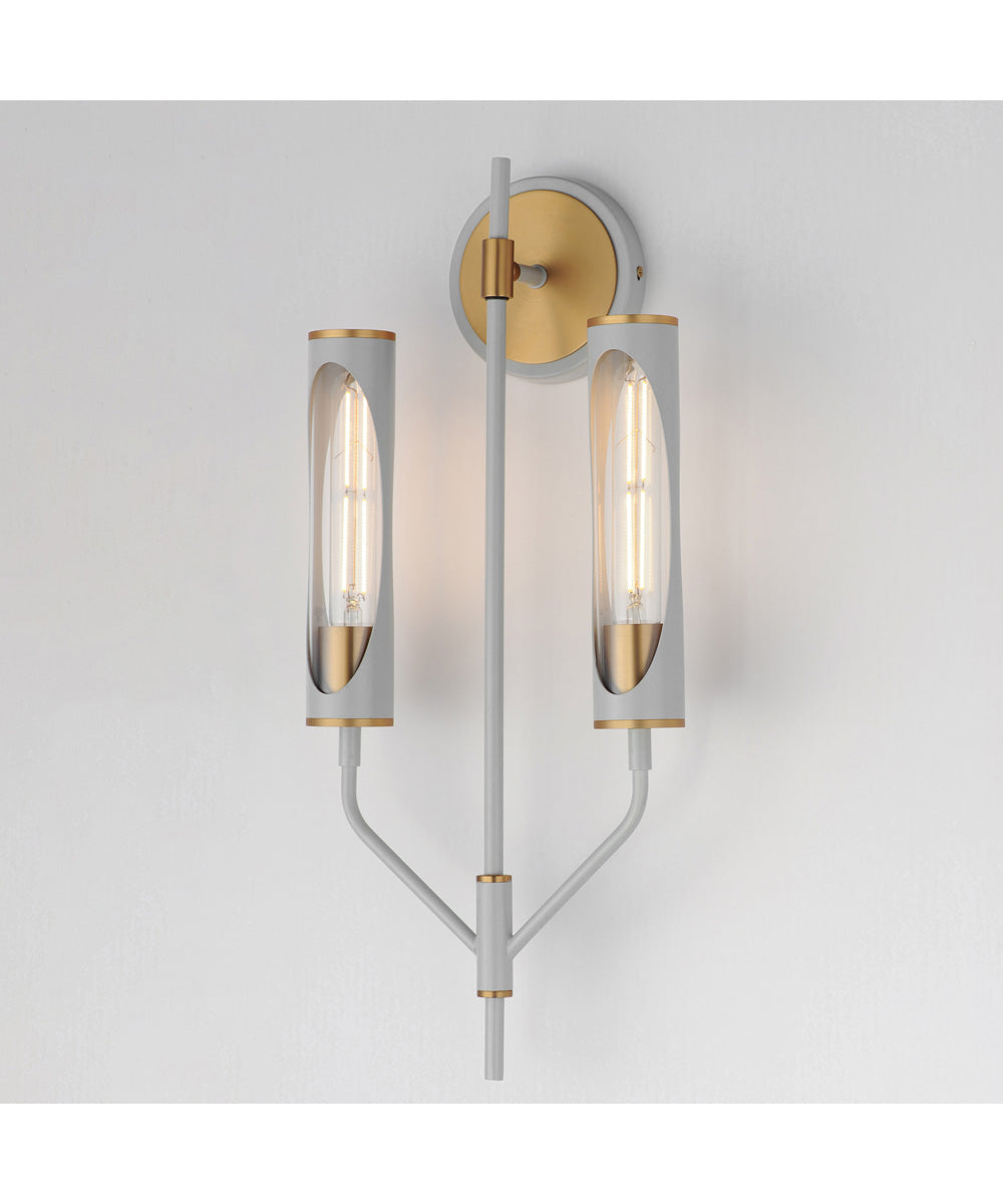 Regent 2-Light Wall Sconce Light French Gray / Natural Aged Brass