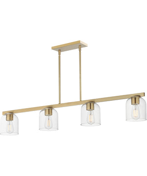 Scoop 4-Light Linear Pendant Natural Aged Brass