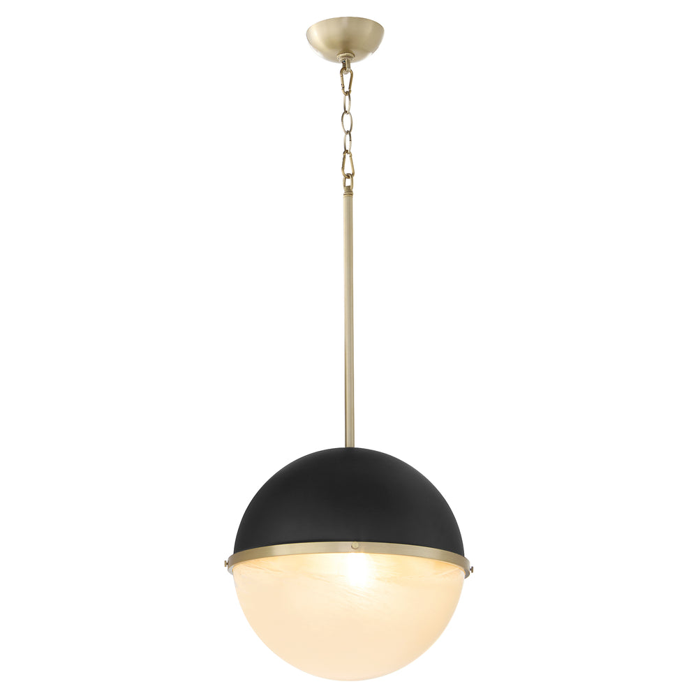 1-light Pendant Textured Black w/ Aged Brass