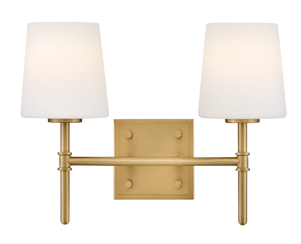 Saunders 2-Light Small Two Light Vanity in Lacquered Brass