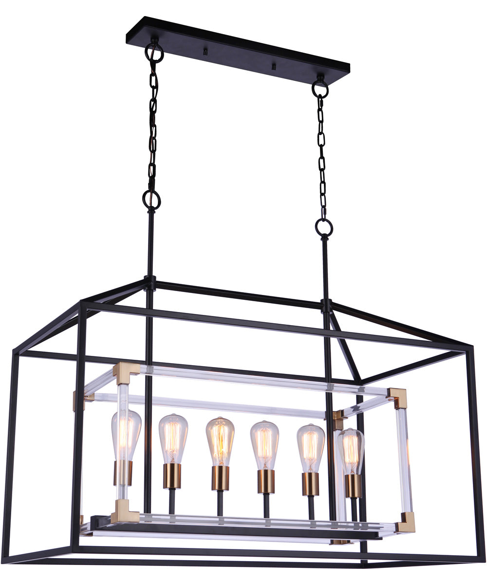 Aaron 6-Light Lighting Flat Black/Satin Brass