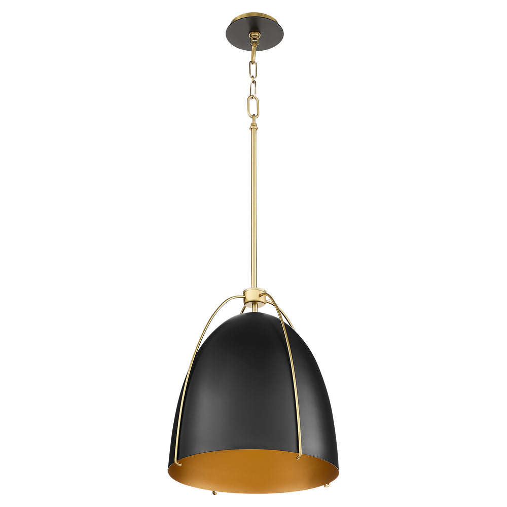 Jamie 1-light Pendant Matte Black w/ Aged Brass