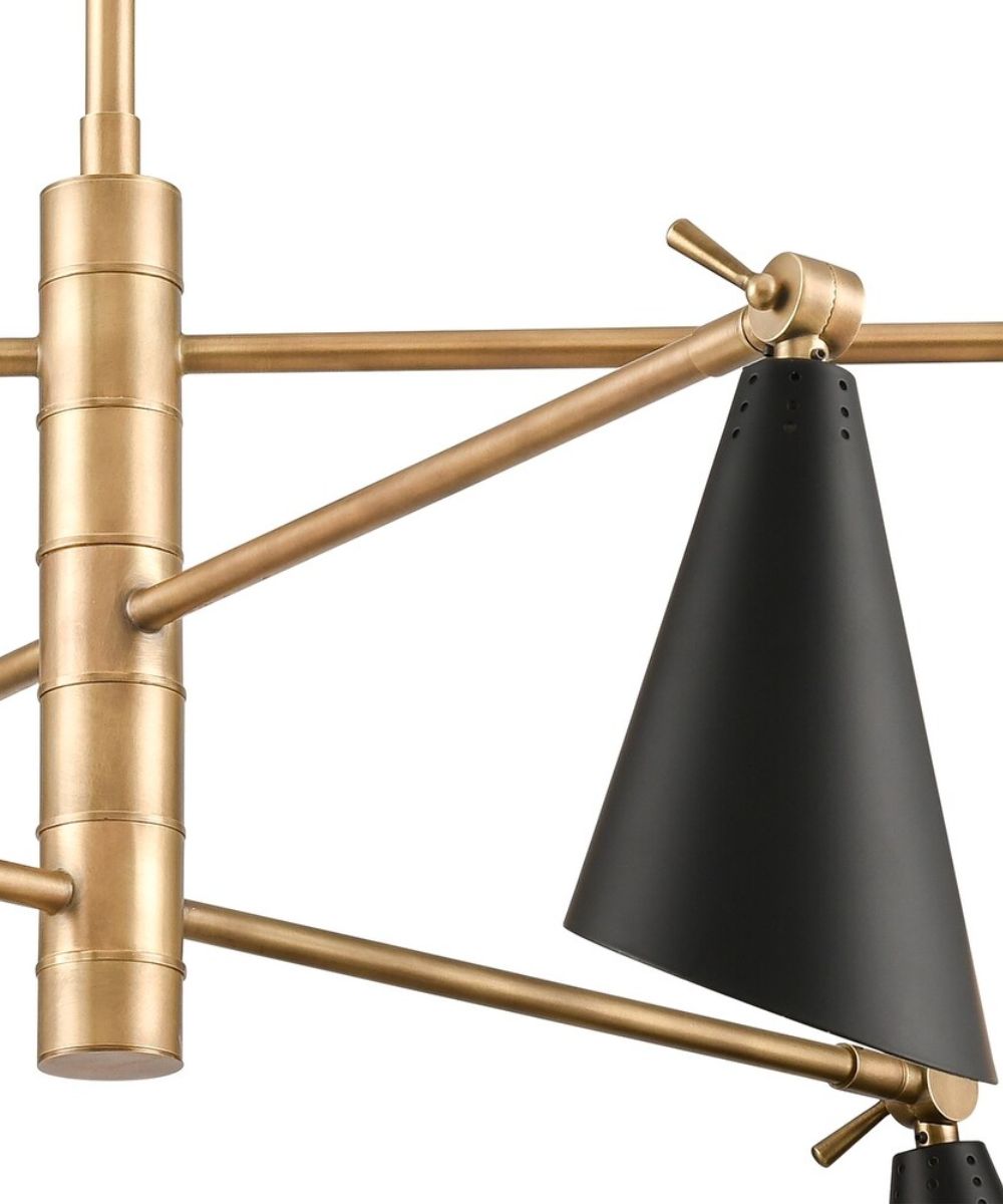 Luca 6-Light chandelier  Natural Brass / Matte Black