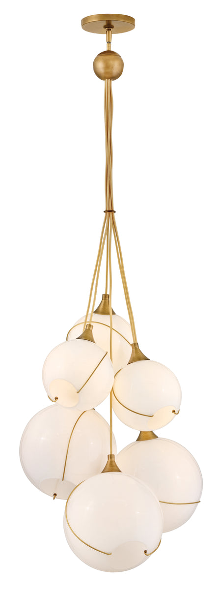 Skye 6-Light Medium Six Light Multi Tier Chandelier in Heritage Brass