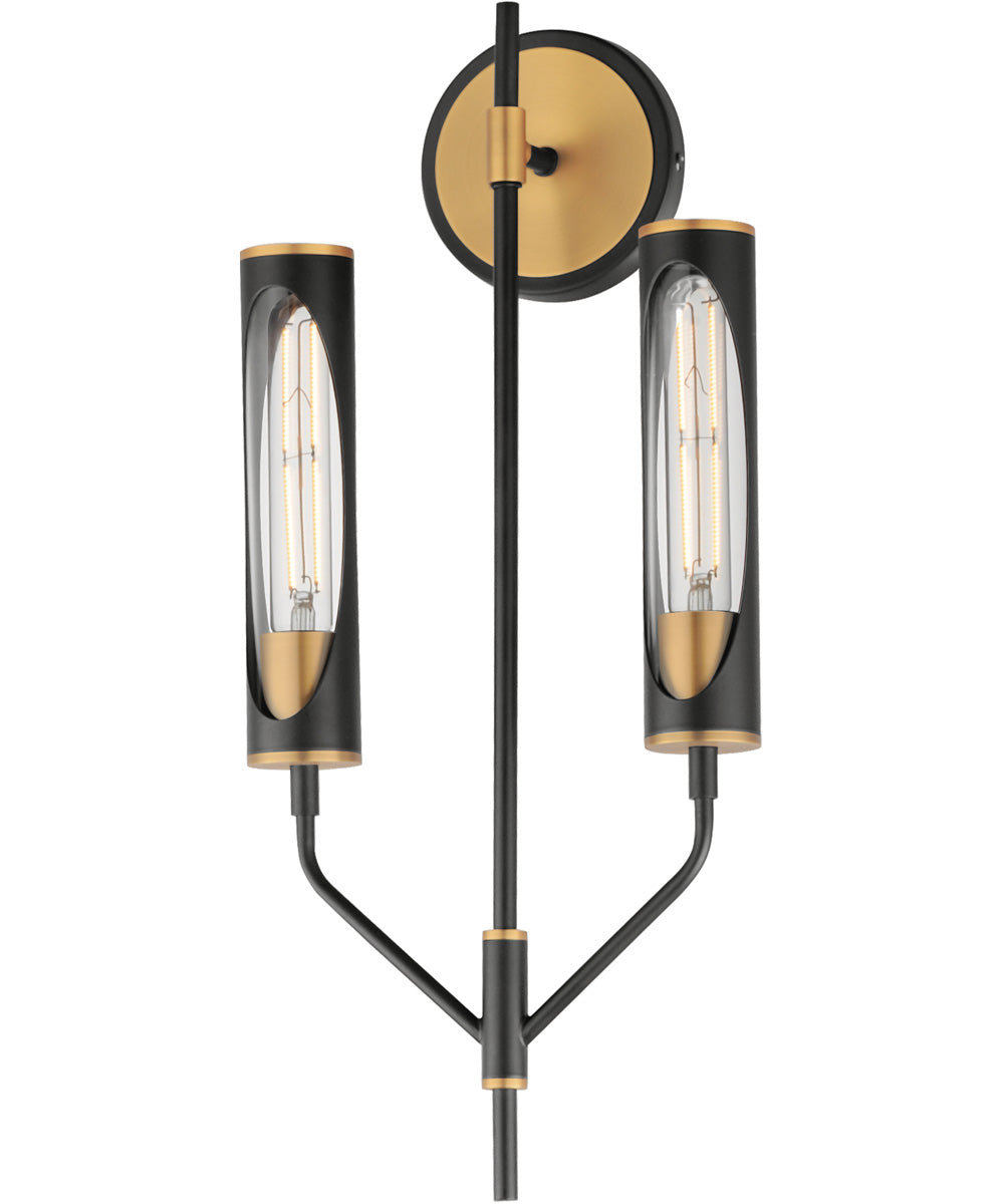 Regent 2-Light Wall Sconce Black / Antique Brass