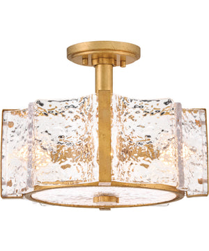 Florian 4-Light Medium Semi-Flush Mount in Distressed Brass