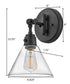 Arti 1-Light Small Single Light Sconce in Black with Clear glass