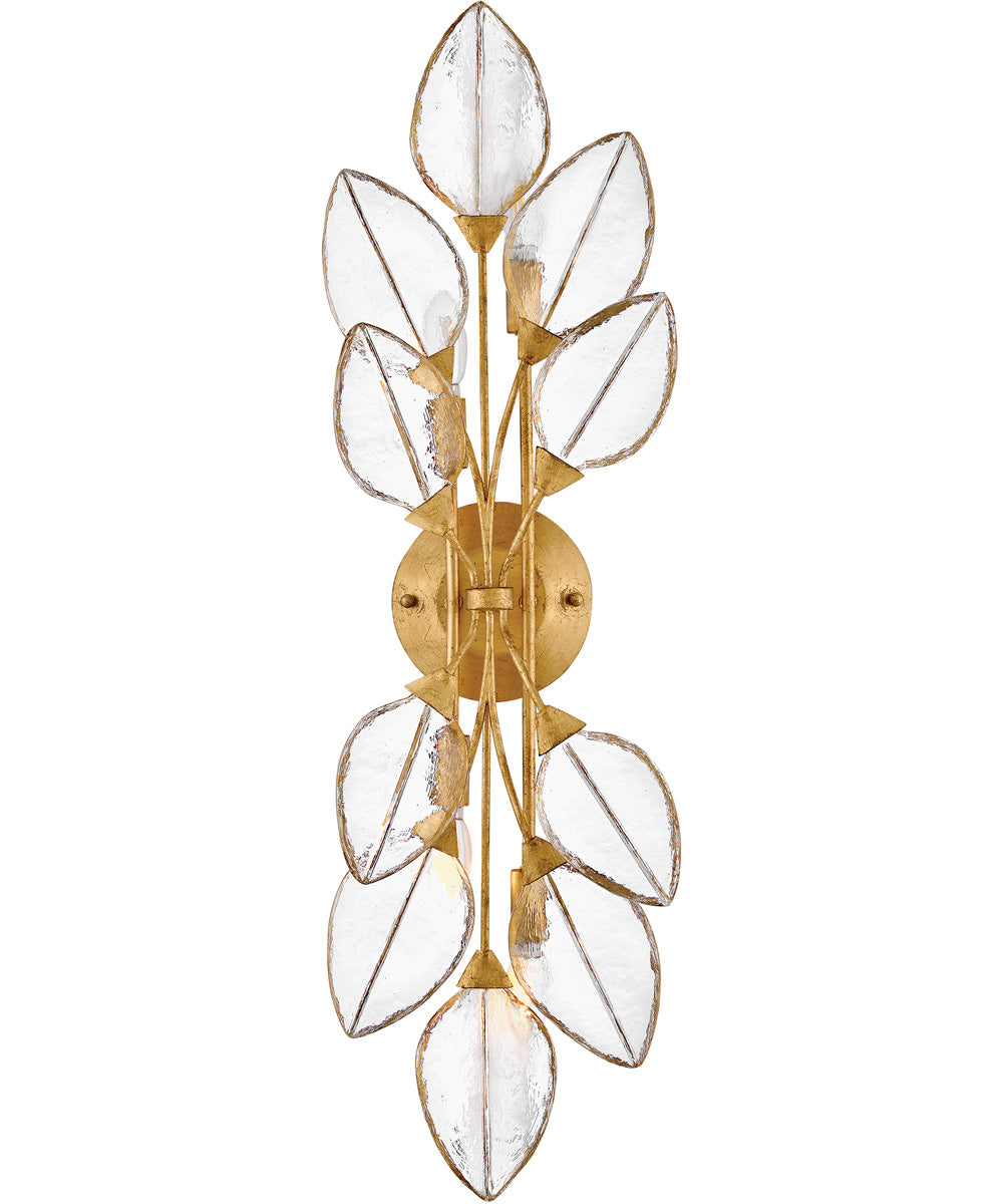 Amira 4-Light Large Four Light Sconce in Distressed Brass