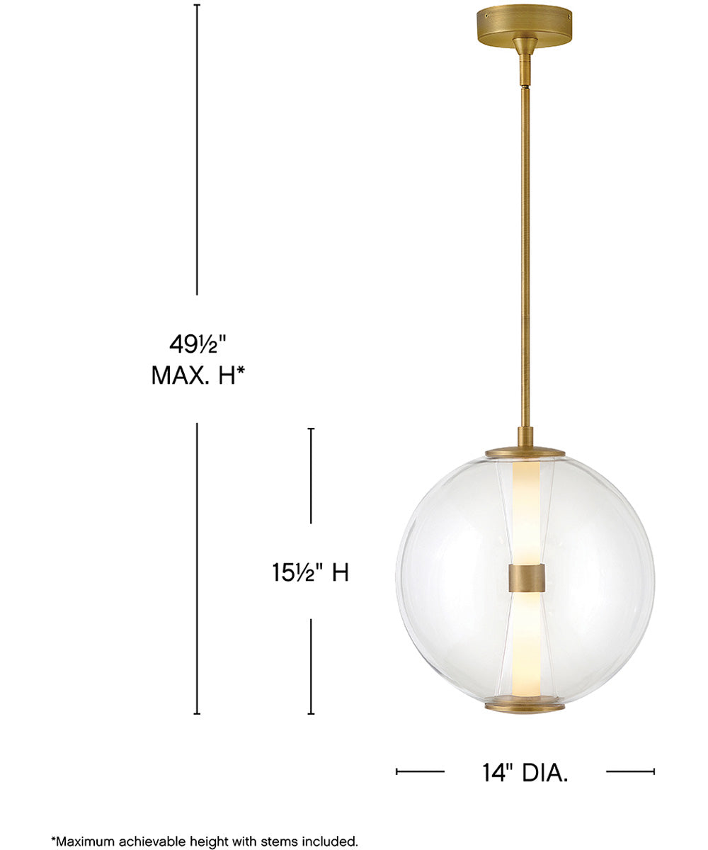 Elin LED-Light Medium Globe Pendant in Lacquered Brass