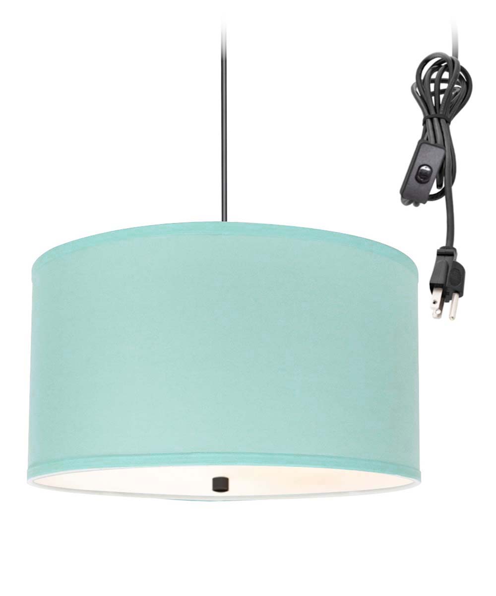 2 Light Swag Plug-In Pendant 18"w Island Paradise Blue with Diffuser, Black Cord