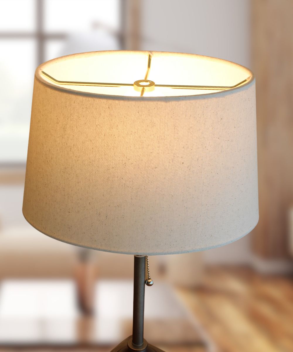 (6.5x10) Top (8x12) Bottom x 7.5H Hardback Oval Drum Lampshade, Light Oatmeal Off-White