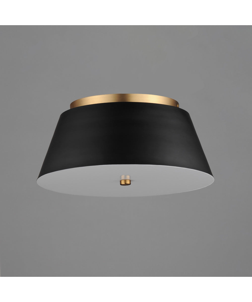 Miles 16 inch LED Flush Mount Black / Natural Aged Brass