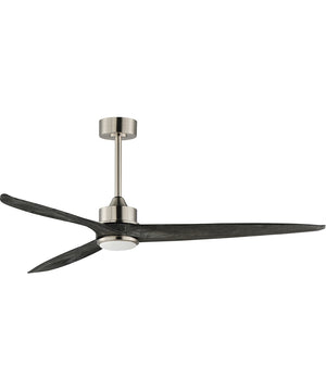 Woodwind 80 inch Solid Wood Blade Fan W LED Light Kit Satin Nickel