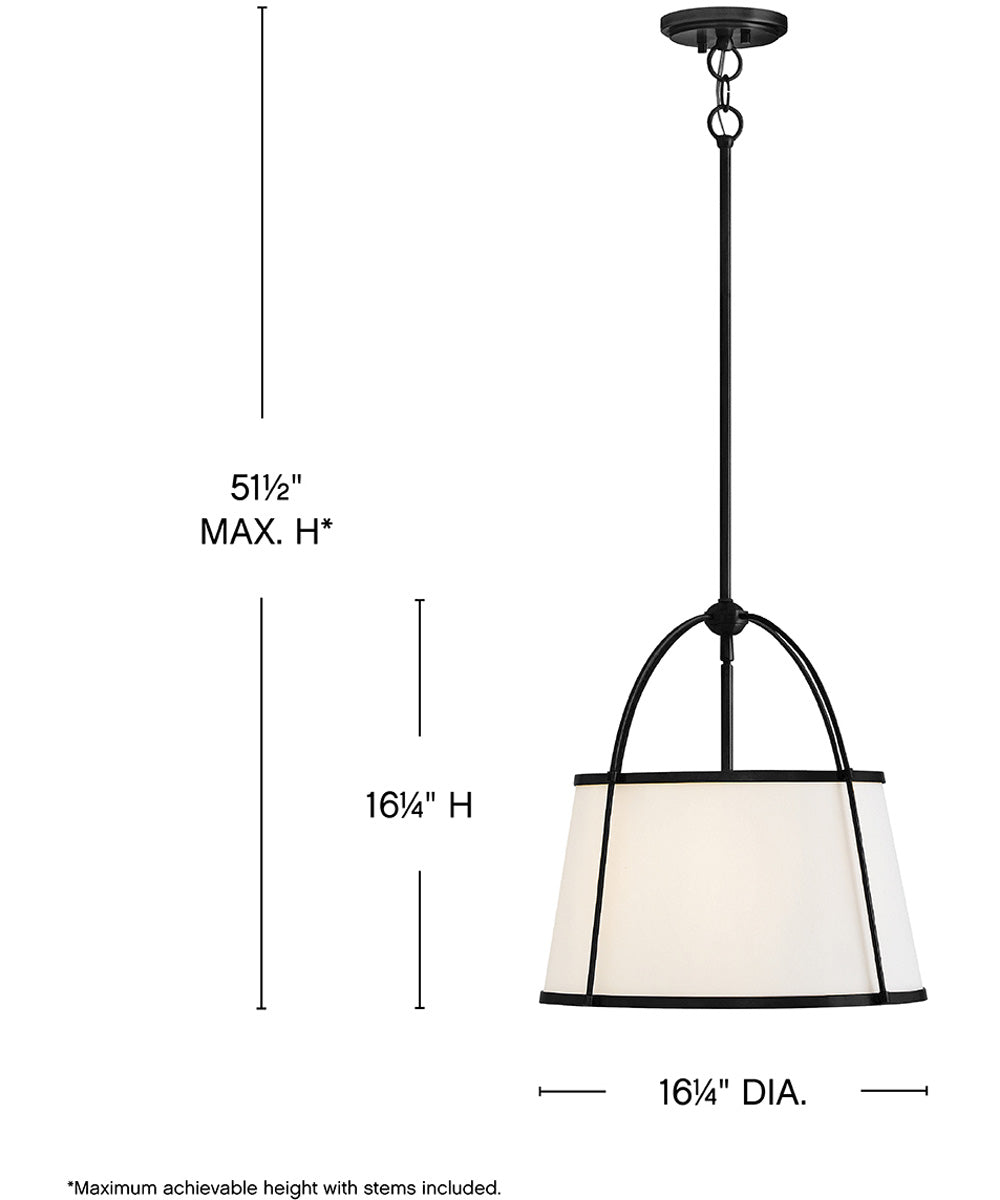 Clarke 1-Light Large Drum Pendant in Black