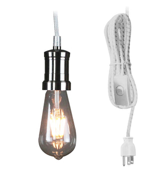 1 Light Brushed Nickel 17' White/Grey Plug In Swag Pendant by Home Concept