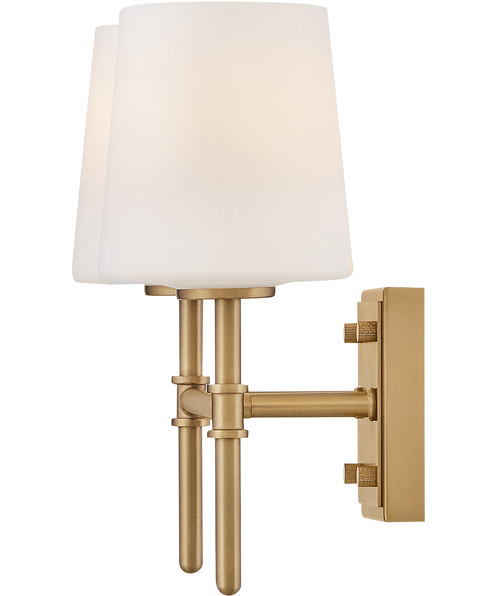 Saunders 2-Light Small Two Light Vanity in Lacquered Brass