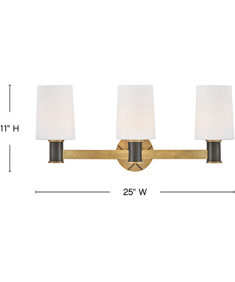 Declan 3-Light Medium Three Light Vanity in Heritage Brass