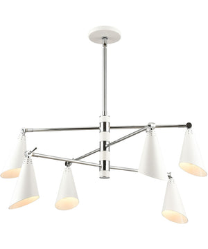 Luca 6-Light chandelier  Polished Chrome / White