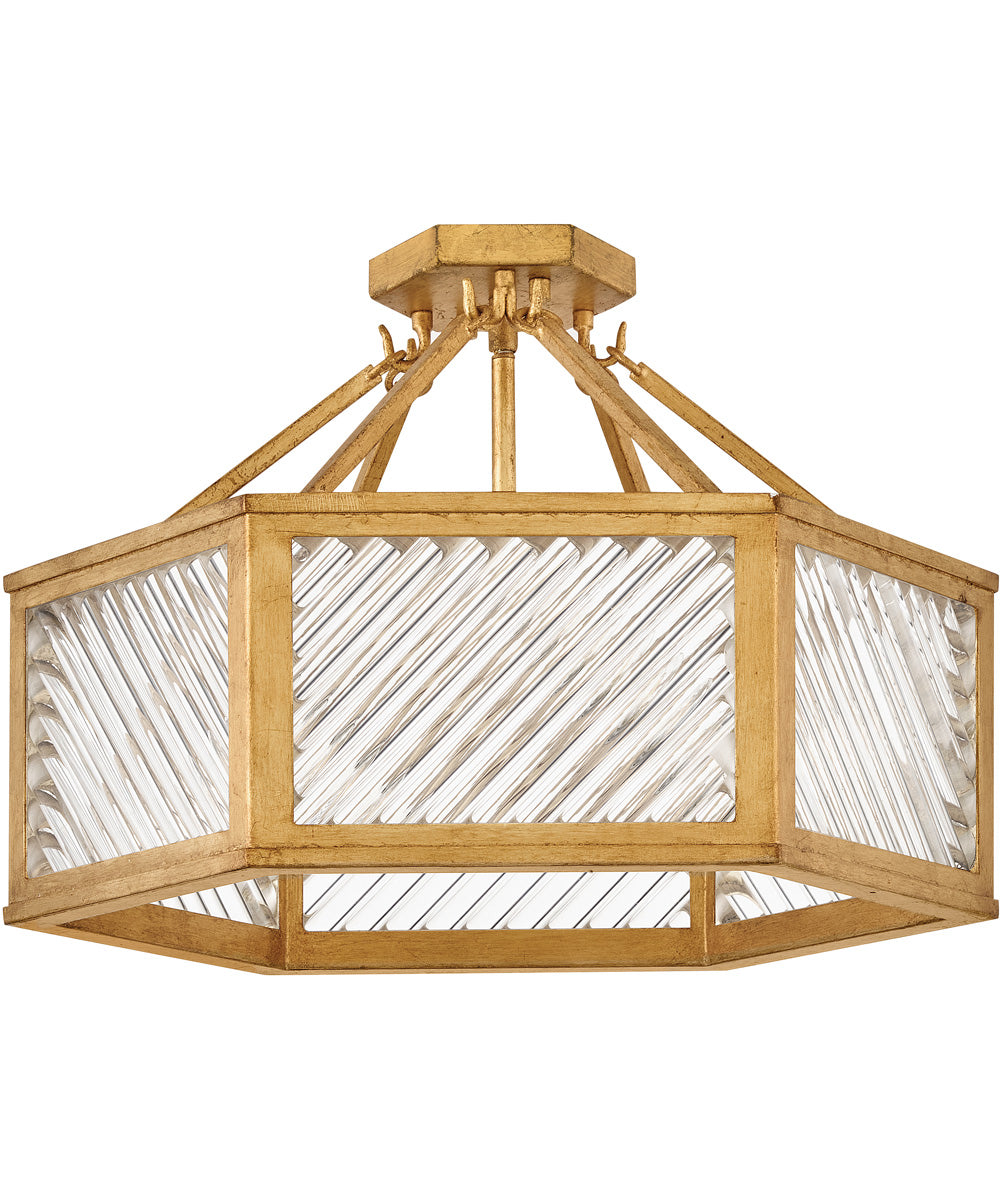 Sura 4-Light Medium Semi-Flush Mount in Distressed Brass