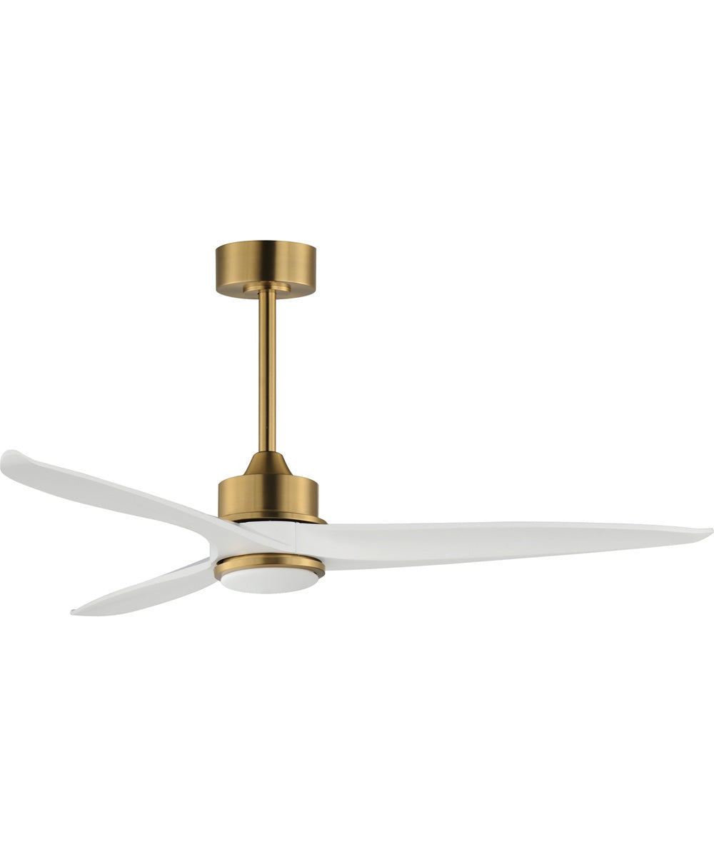 Woodwind 52 inch Solid Wood Blade Fan w LED Light Kit Natural Aged Brass