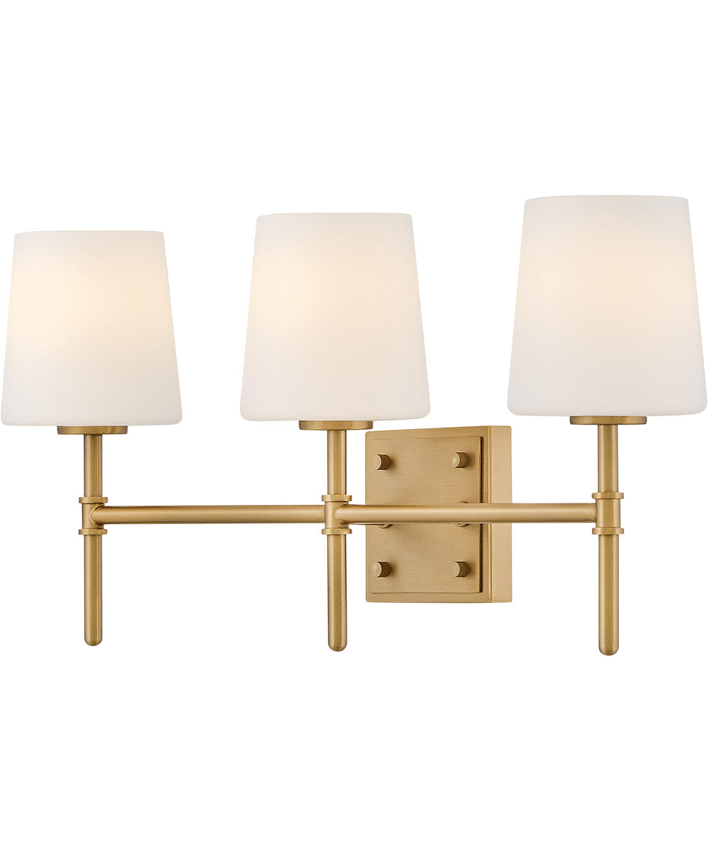 Saunders 3-Light Medium Three Light Vanity in Lacquered Brass