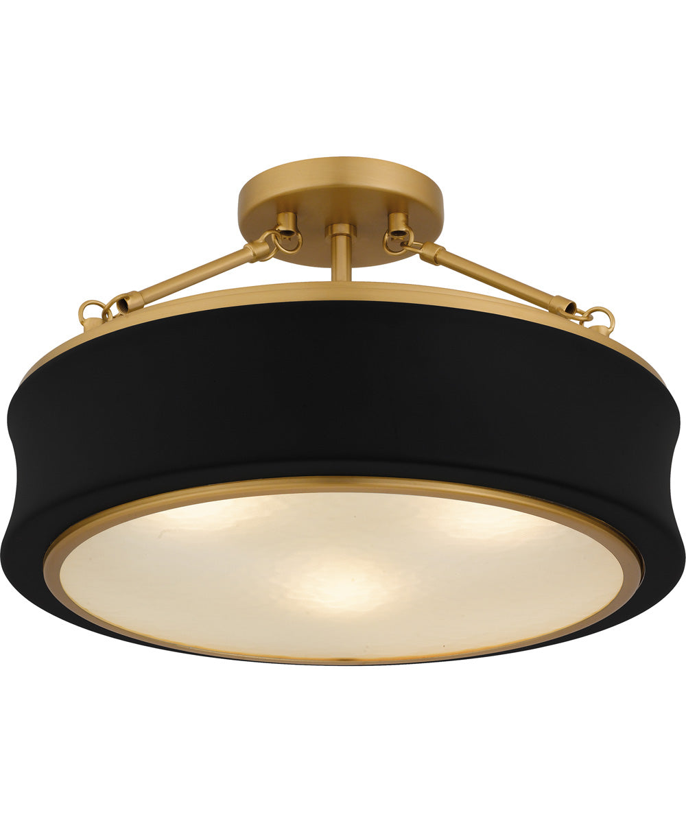 Quoizel Semi-Flush Mount Medium 3-light Semi Flush Mount Matte Black