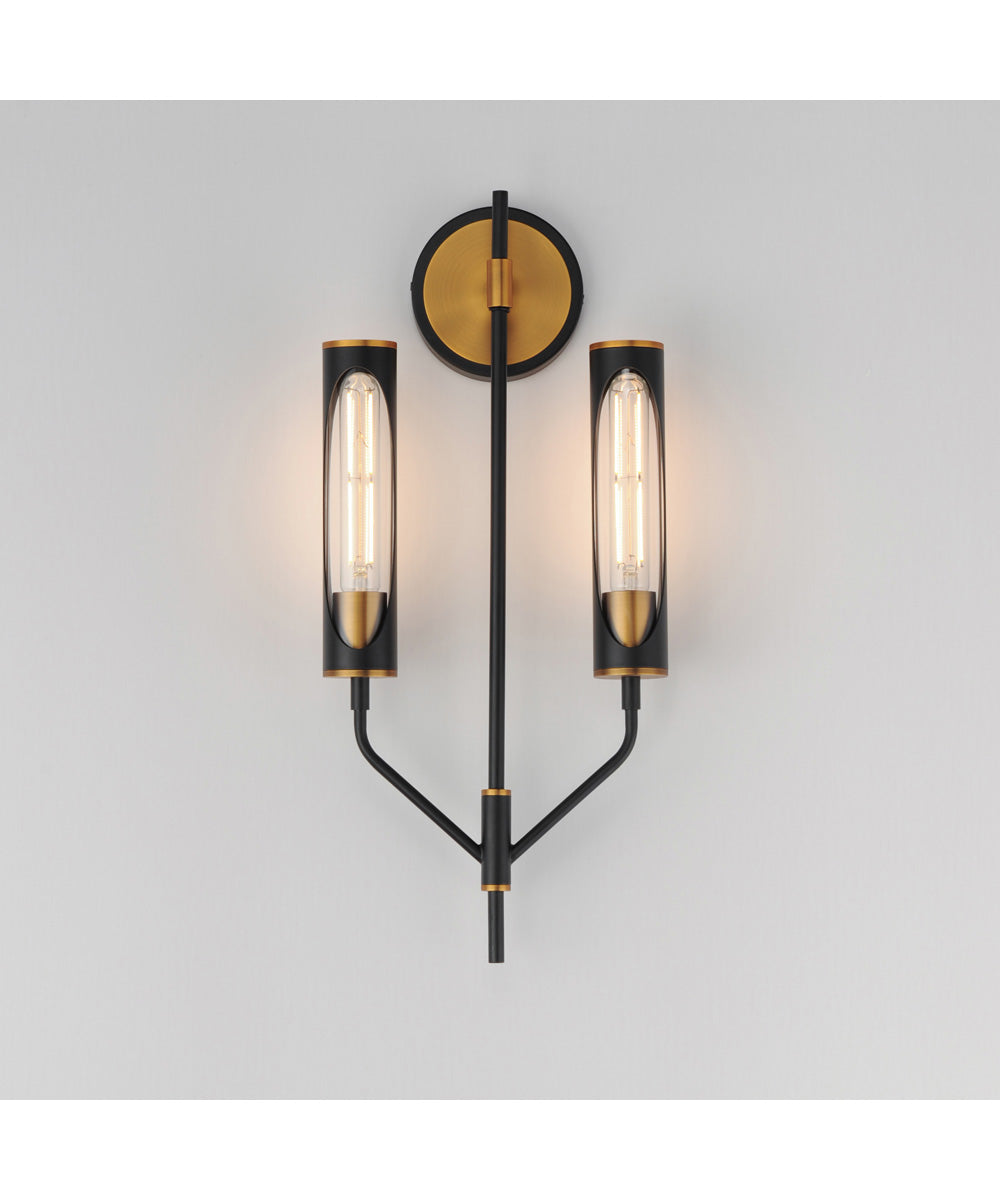 Regent 2-Light Wall Sconce Black / Antique Brass