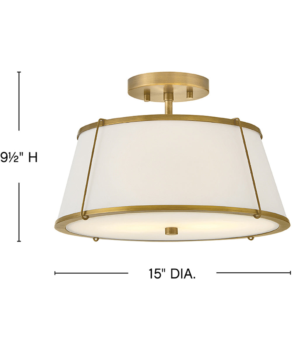 Clarke 2-Light Medium Semi-Flush Mount in Lacquered Dark Brass