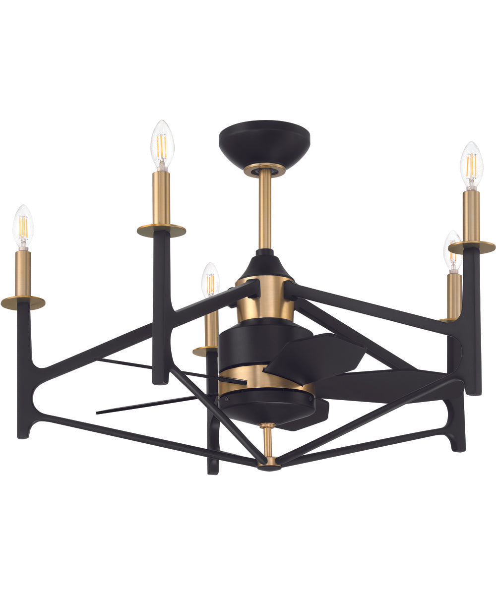 The Reserve 32 5-Light Fan Flat Black/Satin Brass