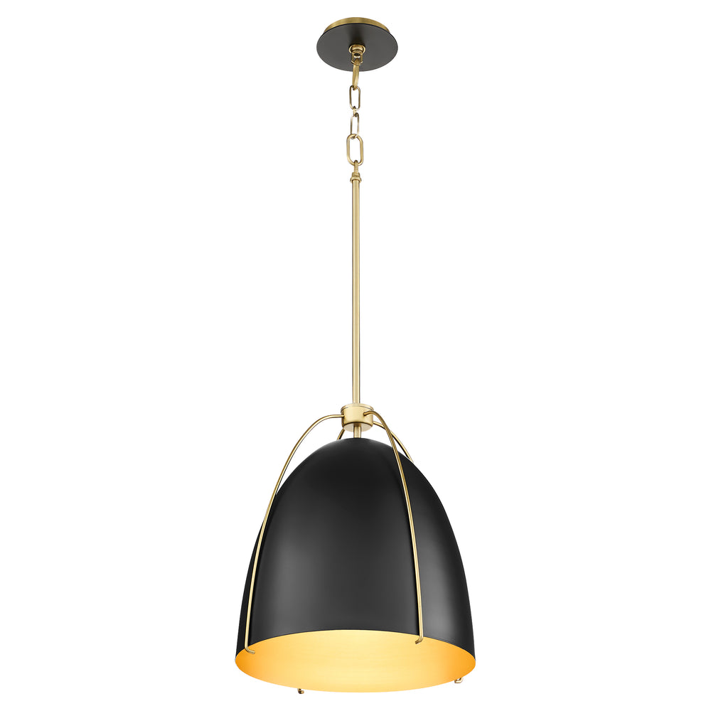 Jamie 1-light Pendant Matte Black w/ Aged Brass