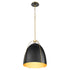 Jamie 1-light Pendant Matte Black w/ Aged Brass