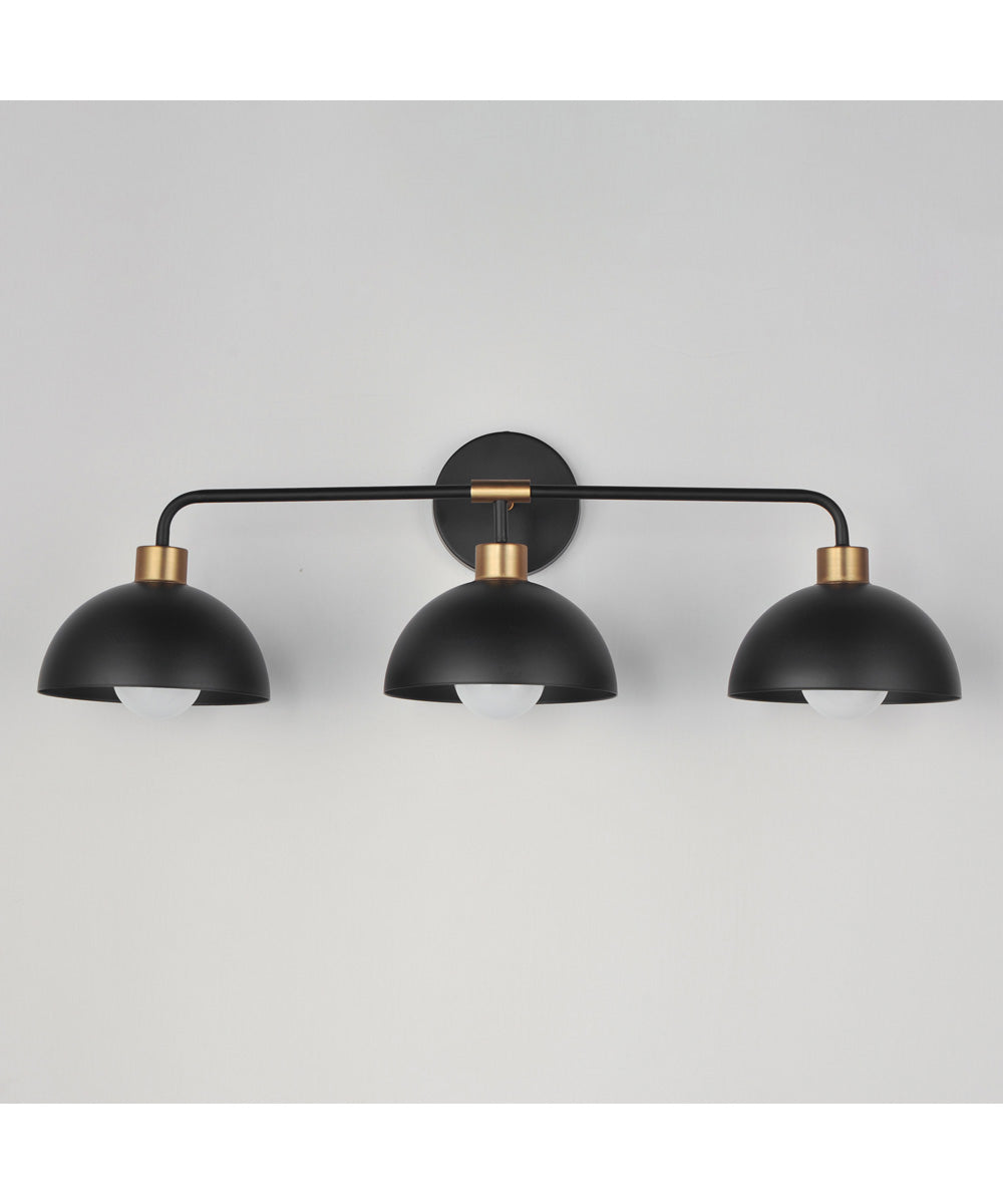 Thelonious 3-Light Bath Vanity Black / Natural Aged Brass