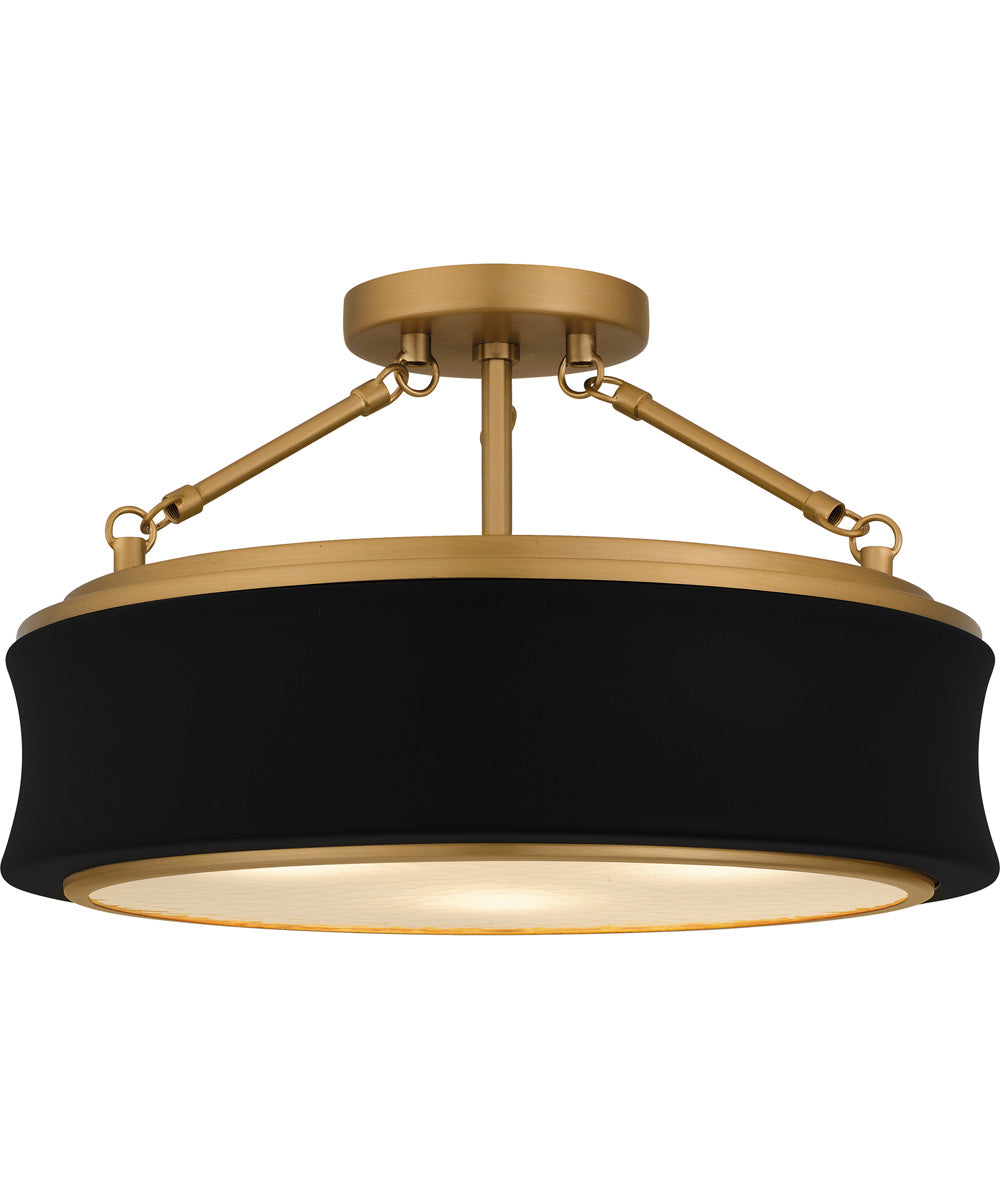 Quoizel Semi-Flush Mount Medium 3-light Semi Flush Mount Matte Black