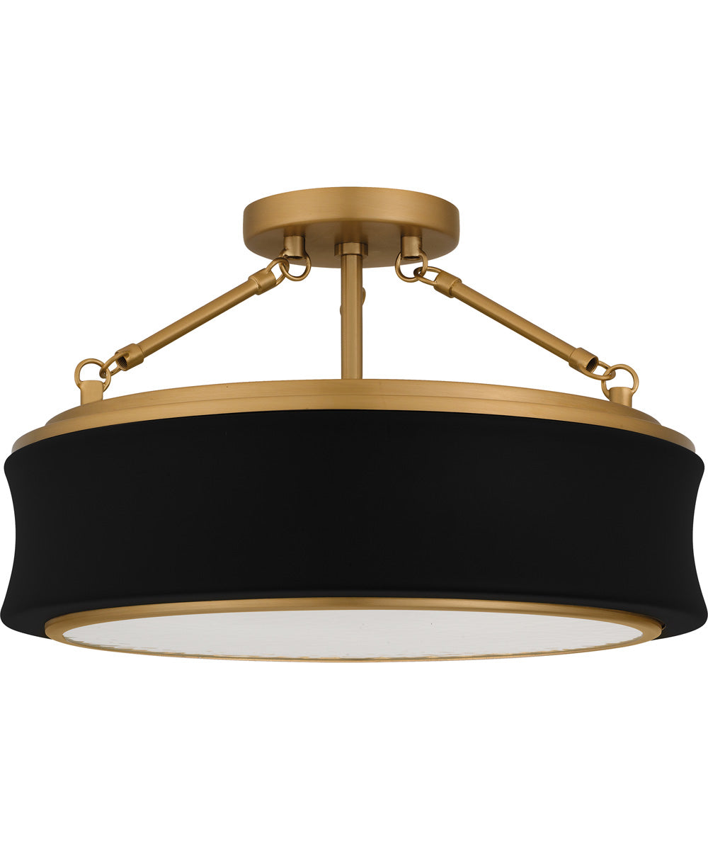 Quoizel Semi-Flush Mount Medium 3-light Semi Flush Mount Matte Black