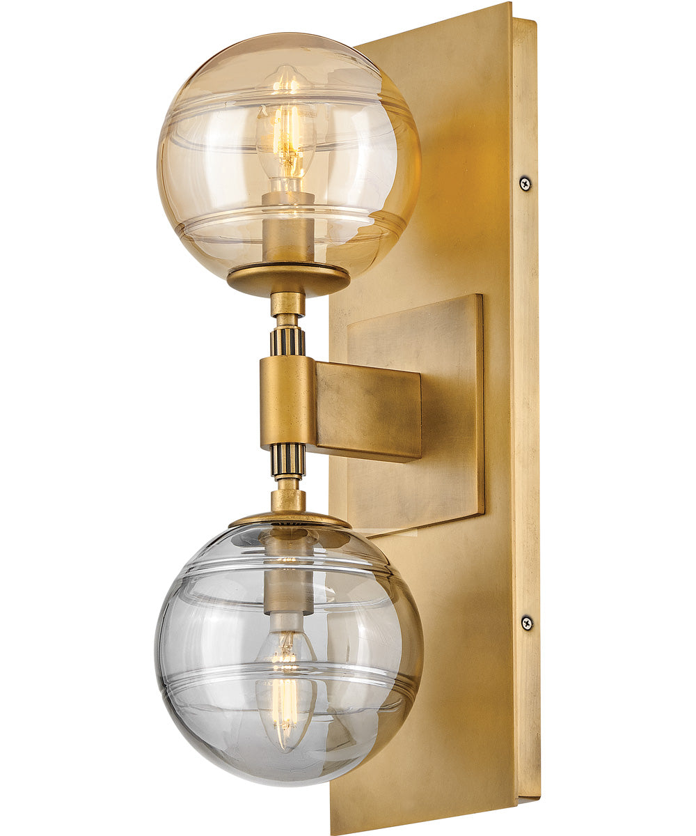 Oberon 2-Light Medium Two Light Sconce in Heritage Brass