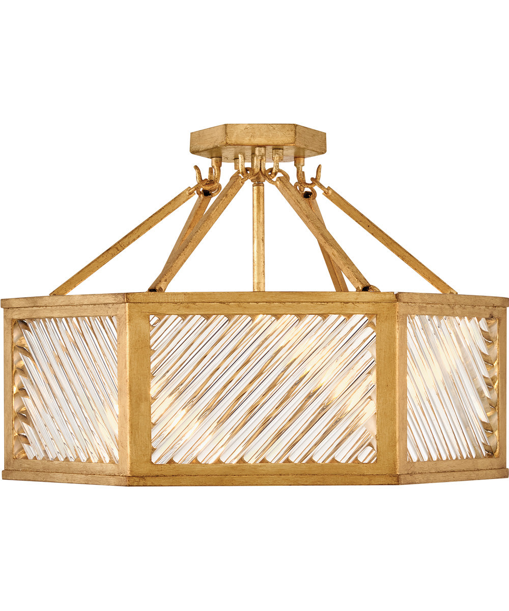 Sura 4-Light Medium Semi-Flush Mount in Distressed Brass