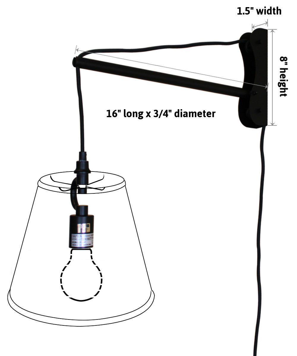 MAST Plug-In Wall Mount Pendant, 1 Light Black Cord/Arm, Island Paradise Blue Shade 18x18x10