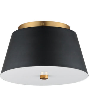 Miles 11 inch LED Flush Mount Black / Natural Aged Brass