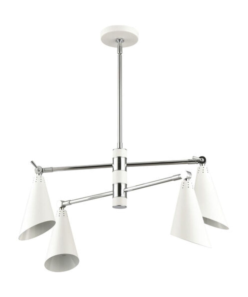 Luca 4-Light chandelier  Polished Chrome / White