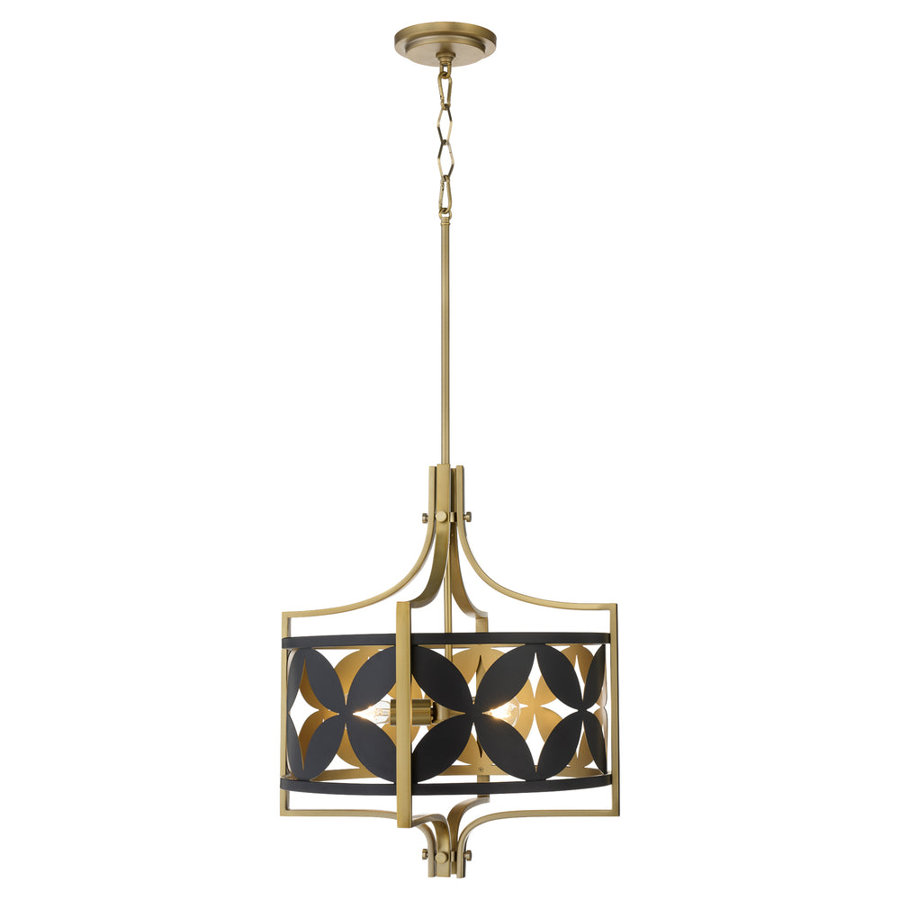 Mariposa 3-light Pendant Matte Black w/Aged Brass