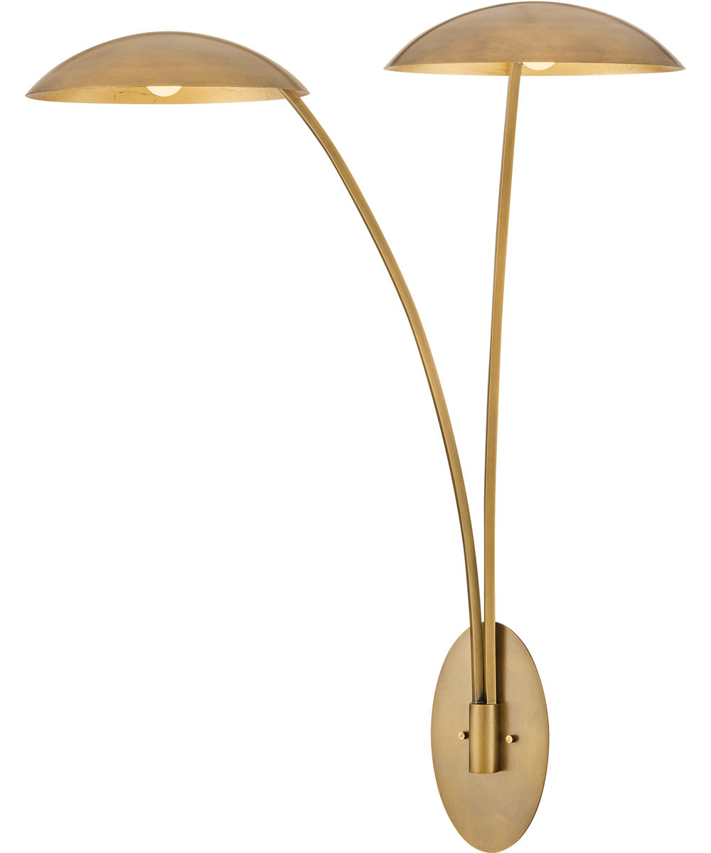 Glenn 2-Light Large Two Light Sconce in Heritage Brass