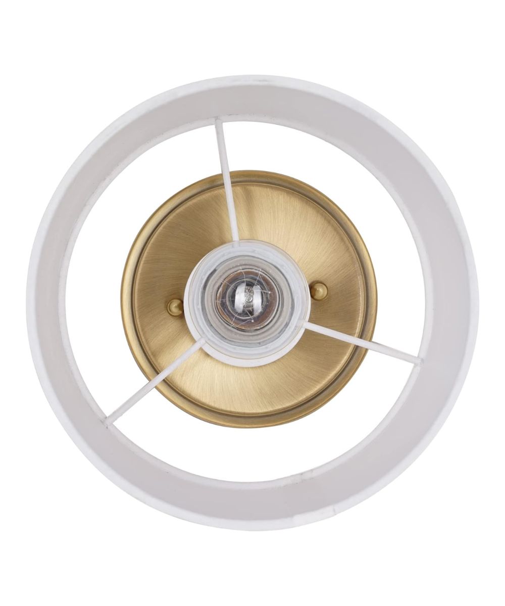 Catalina Lighting 7"W 1-Light Satin Brass Finish with White Linen Fabric Drum Shade Flush Mount Light Fixture