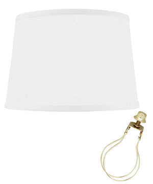 10x12x8" CLIP-ON FITTER Hardback Shallow Drum Lamp Shade White Linen