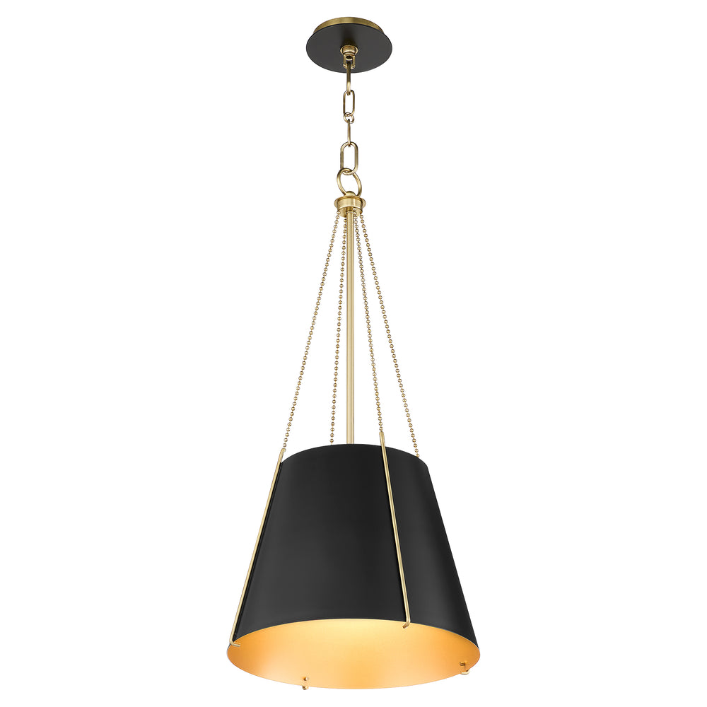 Denise 1-light Pendant Matte Black w/ Aged Brass