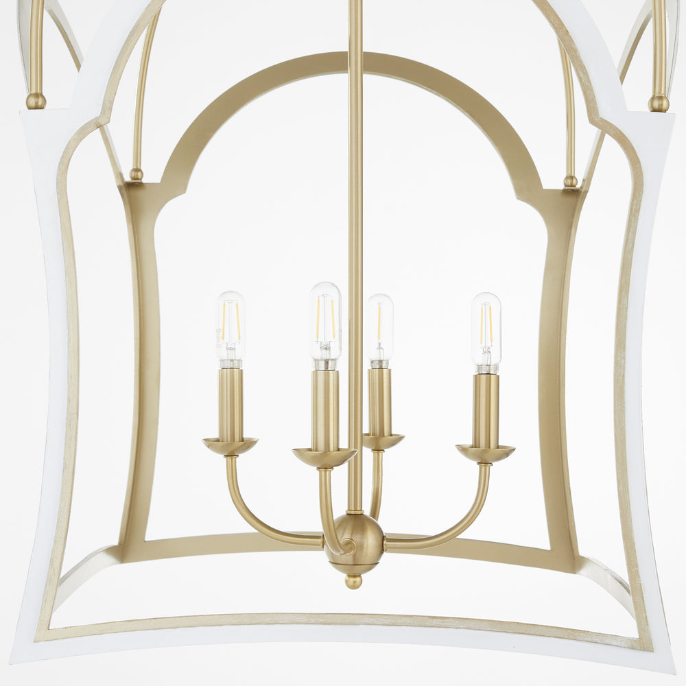 Tiffany 4-light Entry Foyer Hall Chandelier Studio White w/ Aged Brass